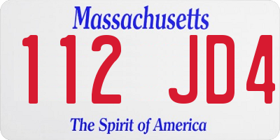 MA license plate 112JD4