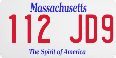 MA license plate 112JD9