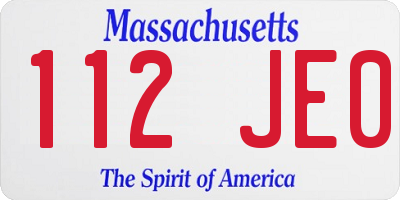 MA license plate 112JE0