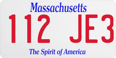 MA license plate 112JE3