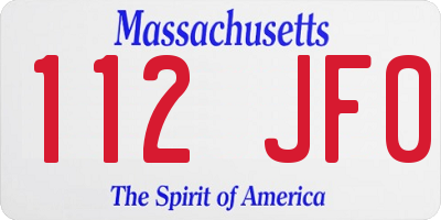 MA license plate 112JF0