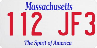 MA license plate 112JF3