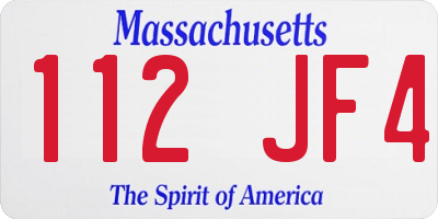 MA license plate 112JF4