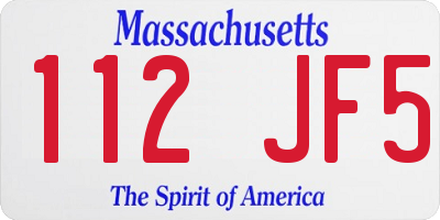 MA license plate 112JF5