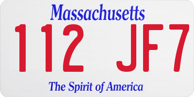 MA license plate 112JF7
