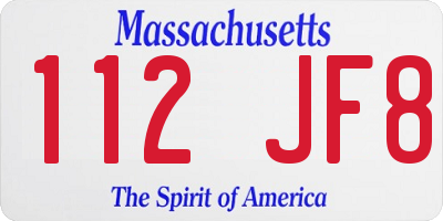 MA license plate 112JF8