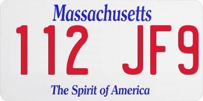 MA license plate 112JF9