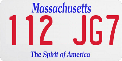 MA license plate 112JG7