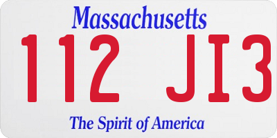MA license plate 112JI3