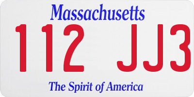 MA license plate 112JJ3