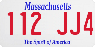 MA license plate 112JJ4