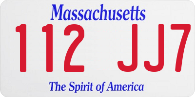 MA license plate 112JJ7