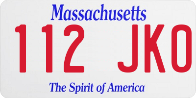 MA license plate 112JK0