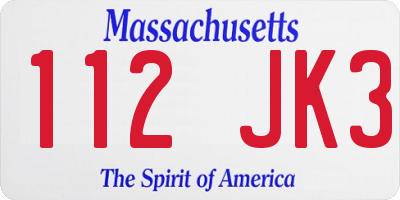 MA license plate 112JK3