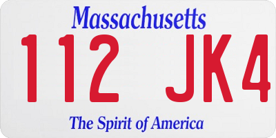MA license plate 112JK4