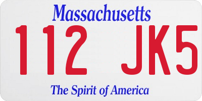 MA license plate 112JK5
