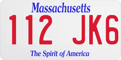 MA license plate 112JK6