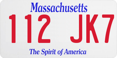 MA license plate 112JK7