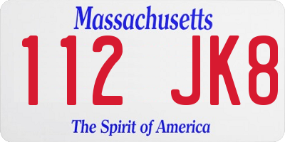 MA license plate 112JK8