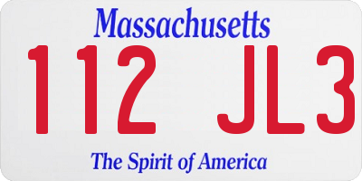 MA license plate 112JL3