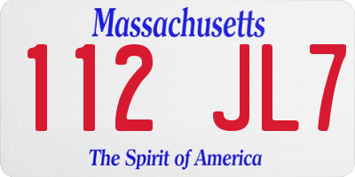 MA license plate 112JL7