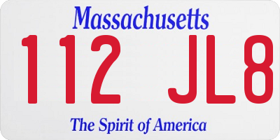 MA license plate 112JL8