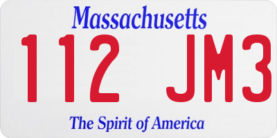 MA license plate 112JM3