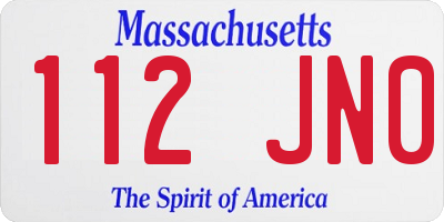 MA license plate 112JN0