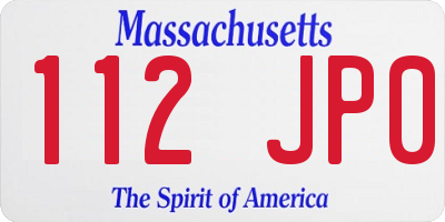 MA license plate 112JP0