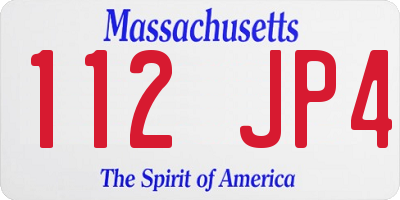 MA license plate 112JP4