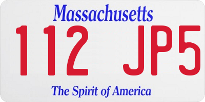 MA license plate 112JP5