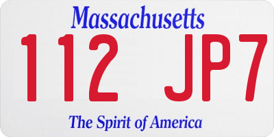 MA license plate 112JP7