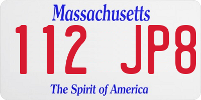 MA license plate 112JP8