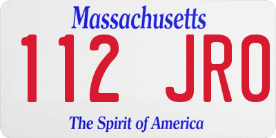 MA license plate 112JR0