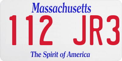 MA license plate 112JR3
