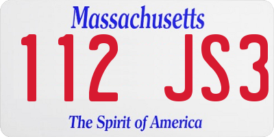 MA license plate 112JS3
