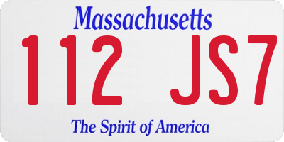 MA license plate 112JS7