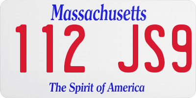 MA license plate 112JS9