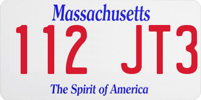 MA license plate 112JT3