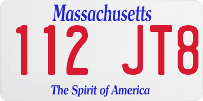MA license plate 112JT8