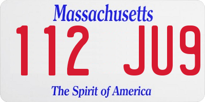 MA license plate 112JU9