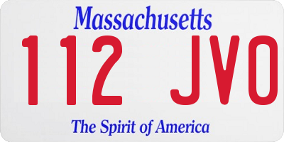MA license plate 112JV0
