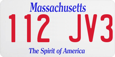 MA license plate 112JV3