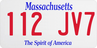 MA license plate 112JV7