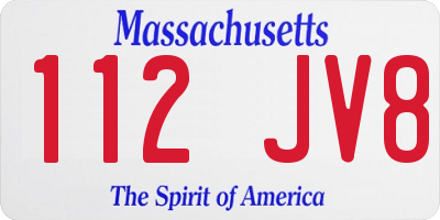 MA license plate 112JV8