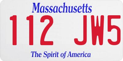 MA license plate 112JW5