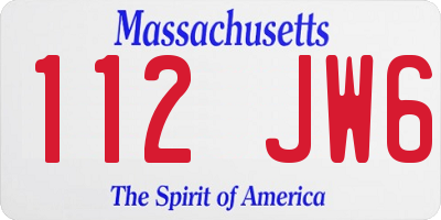 MA license plate 112JW6