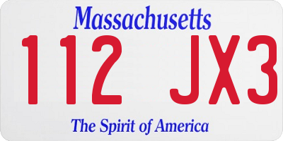 MA license plate 112JX3