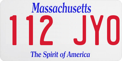 MA license plate 112JY0