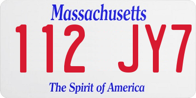 MA license plate 112JY7